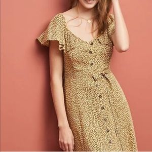 ANTHROPOLOGIE Leopard Bolano Midi Dress, 12